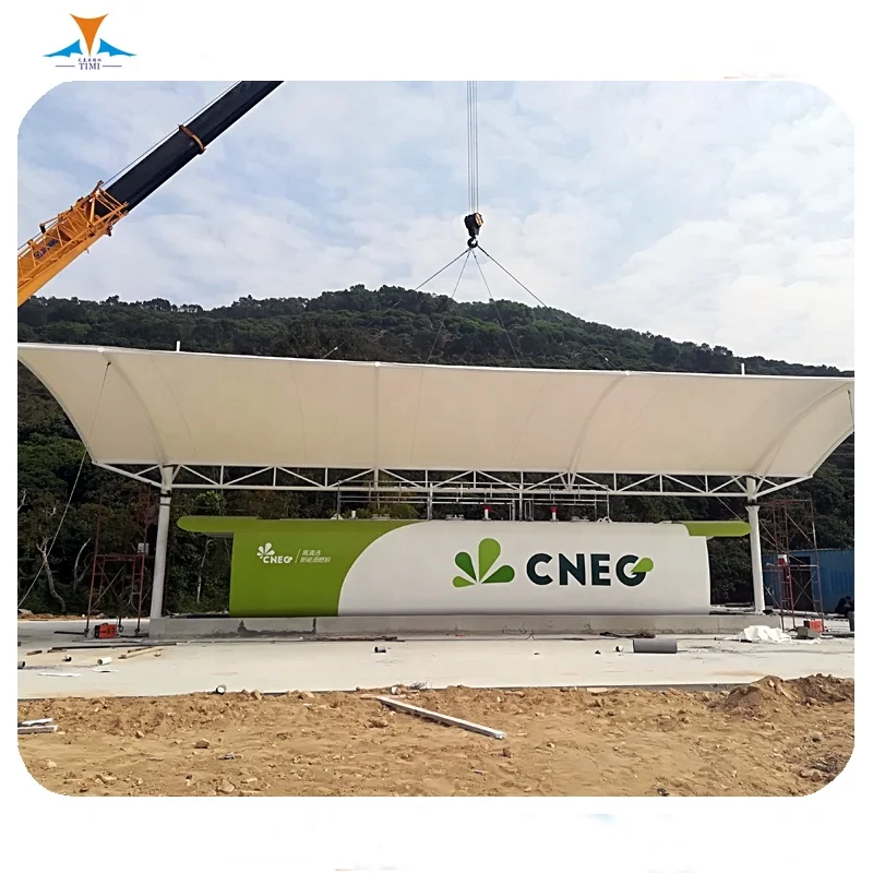 PVDF PTFE ETFE Fabric Tensile Membrane Structure Roof for the Gas Station