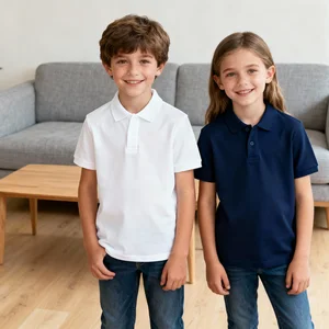 OEM ODM Organic Cotton Breathable Fabric Blank Color Polo Shirt Summer Sportswear Customized Primary School Uniforms