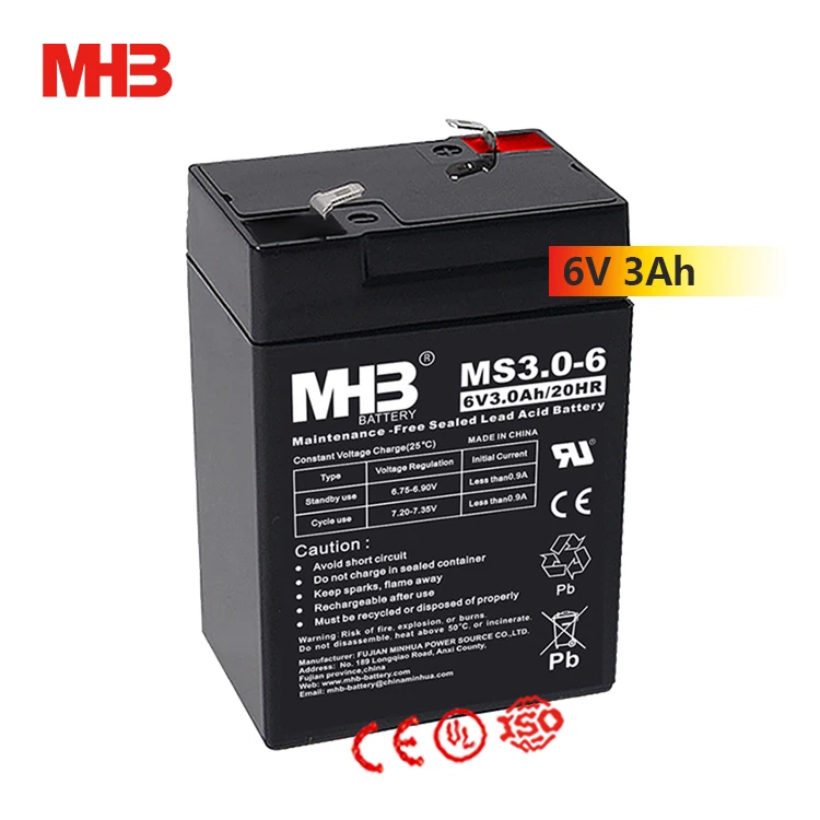 Mhb MS3.0-6 Factory VRLA 6 Volt 3ah 6V Rechargeable Lead Acid Battery for Power Tools