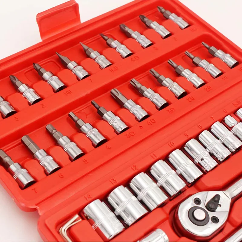 IFIXPRO 46pcs Ratchet Tool Set Drive Repair Tool Set Hot Sale Socket Tool Set High Quality 1/4 Inch Chrome Vanadium Steel CN;ZHE