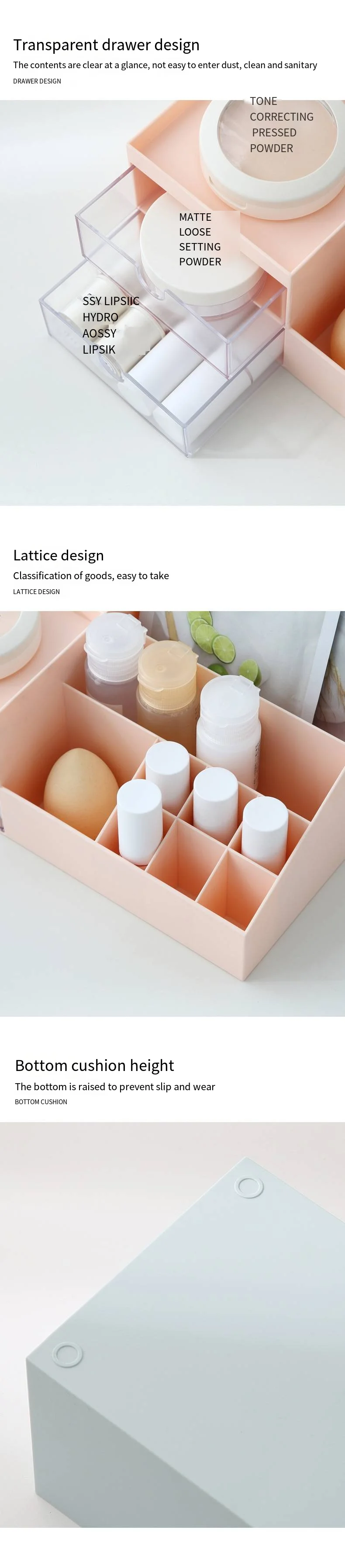 Multifunctional desktop large capacity plastic storage box women's cosmetics lipstick storage box details