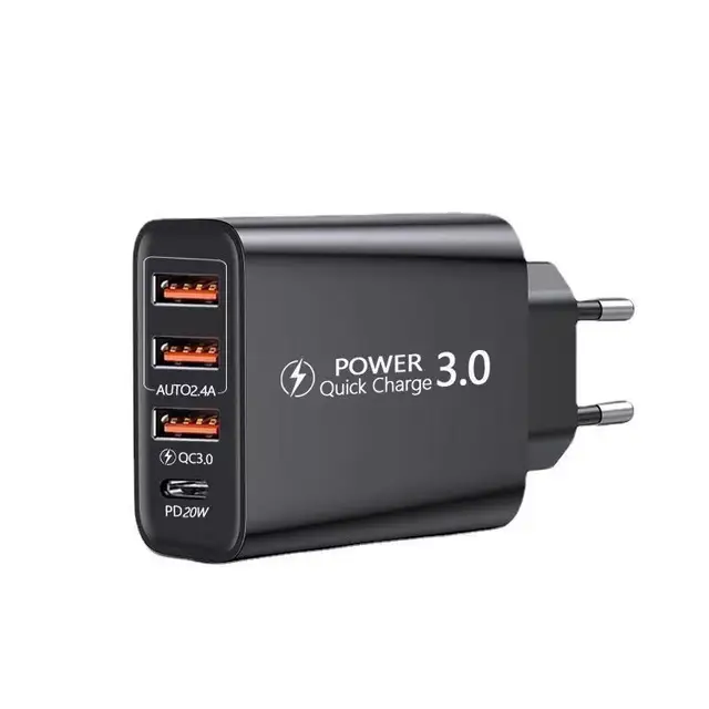 PD20W/QC3.0+2.4A 3 USB fast mobile phone charger multi USB with PD charger Travel adapter