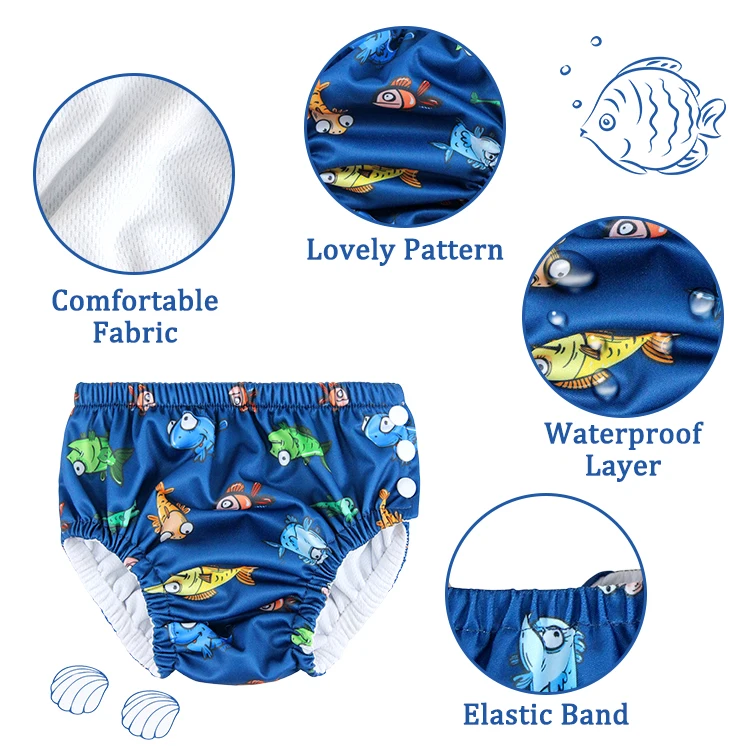 Famicheer BSCI 3Pcs Reusable Swim Diaper Swimming Pants Nappy for 6 Year Old