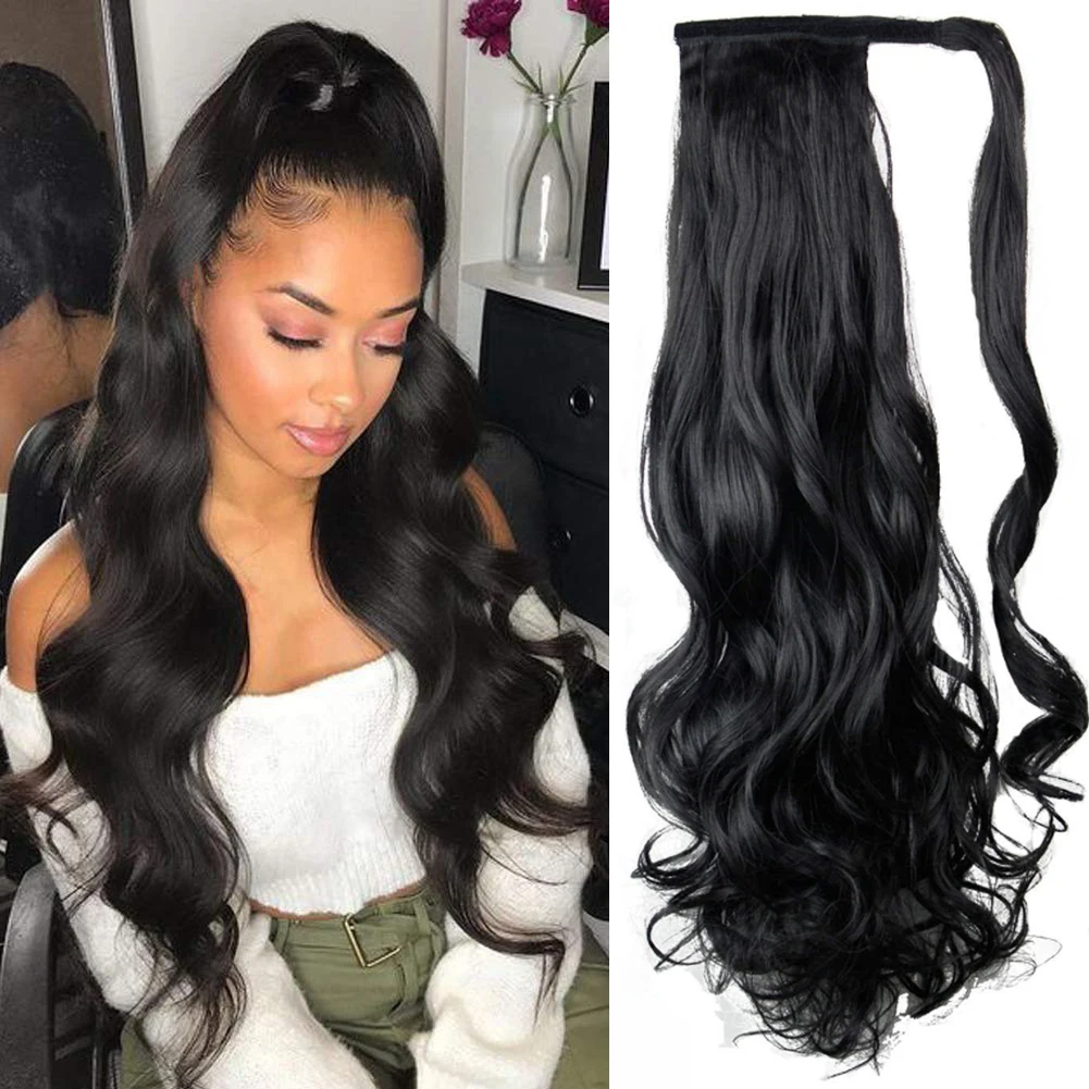 body wave human hair wrap around black women long wavy brazilian