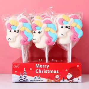 Cartoon Shape Marshmallow Lollipop Gummy Candy 36g Hard Chewy Fruity Snack Food for Valentine's Day Halal Certified Box