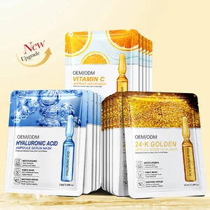Hot Sale 25g Hyaluronic Acid VC 24K Golden Sheet Face Masks Hydrating & Whitening for All Skin Types
