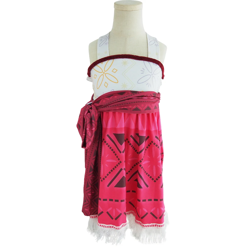 2024 Latest Moana Princess Cosplay Halloween Adventure Girls Dress Suits Beach Necklace Pocahontas Movie Kids Party Clothes