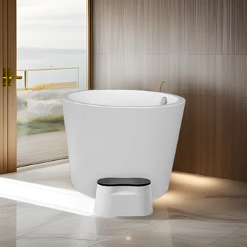 モダンな白いアクリル真鍮自立型ソーキングタブホテル用小型深型