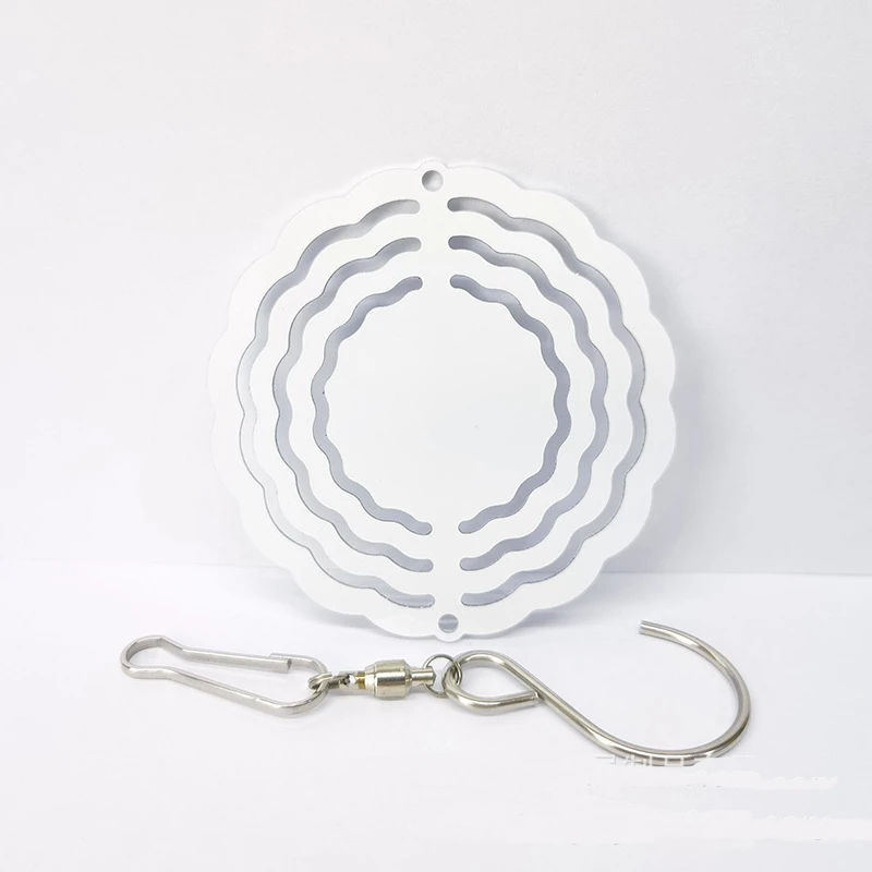 3 Inch Sublimation Printed Metal Wind Spinner Pendant Blank Aluminum Chime Ornament for Decoration