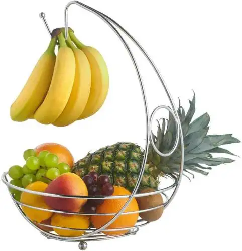 Qualité panier de fruits bol banane Hanger Titulaire Chrome Rack Support Stockage Des Aliments 