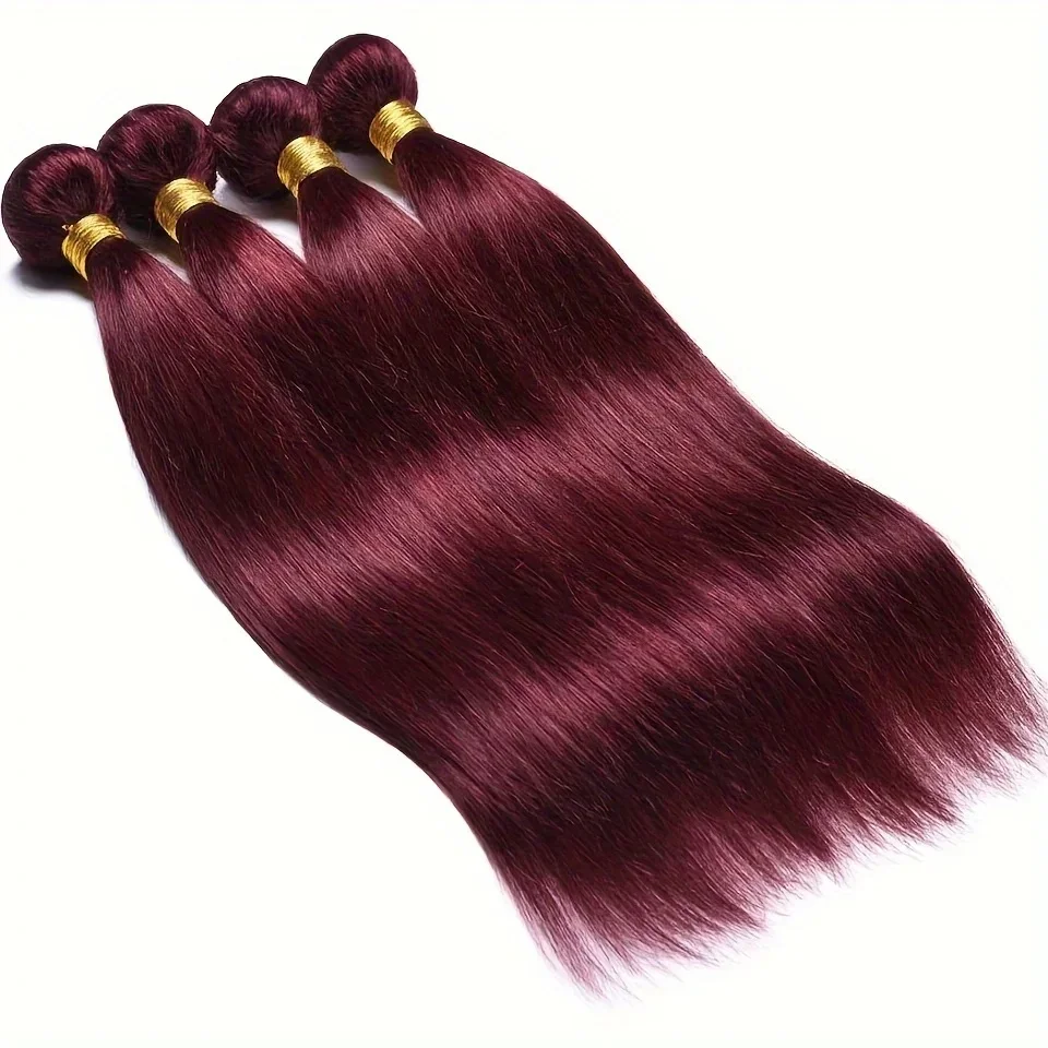 Bourgogne-rout brasilianesch mënschlech Hoerverlängerung mat glatter Weave Bündel_voghion.com