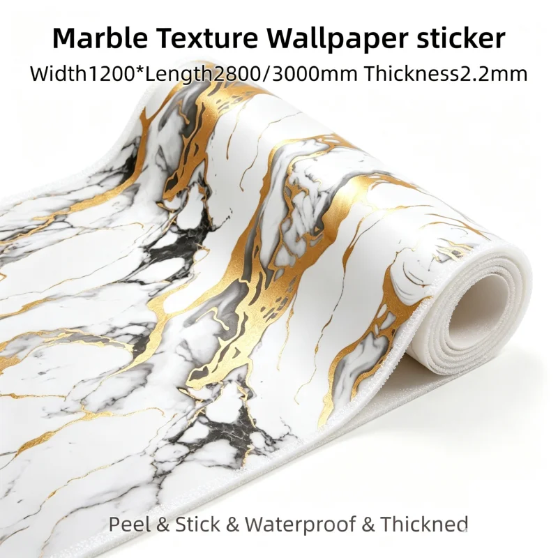Eco-Friendly Waterproof Self Adhesive Floor Wall Cover Anti-Slip Easy Clean Marble Texture PVC Foam Peel and Stick Wallpaper