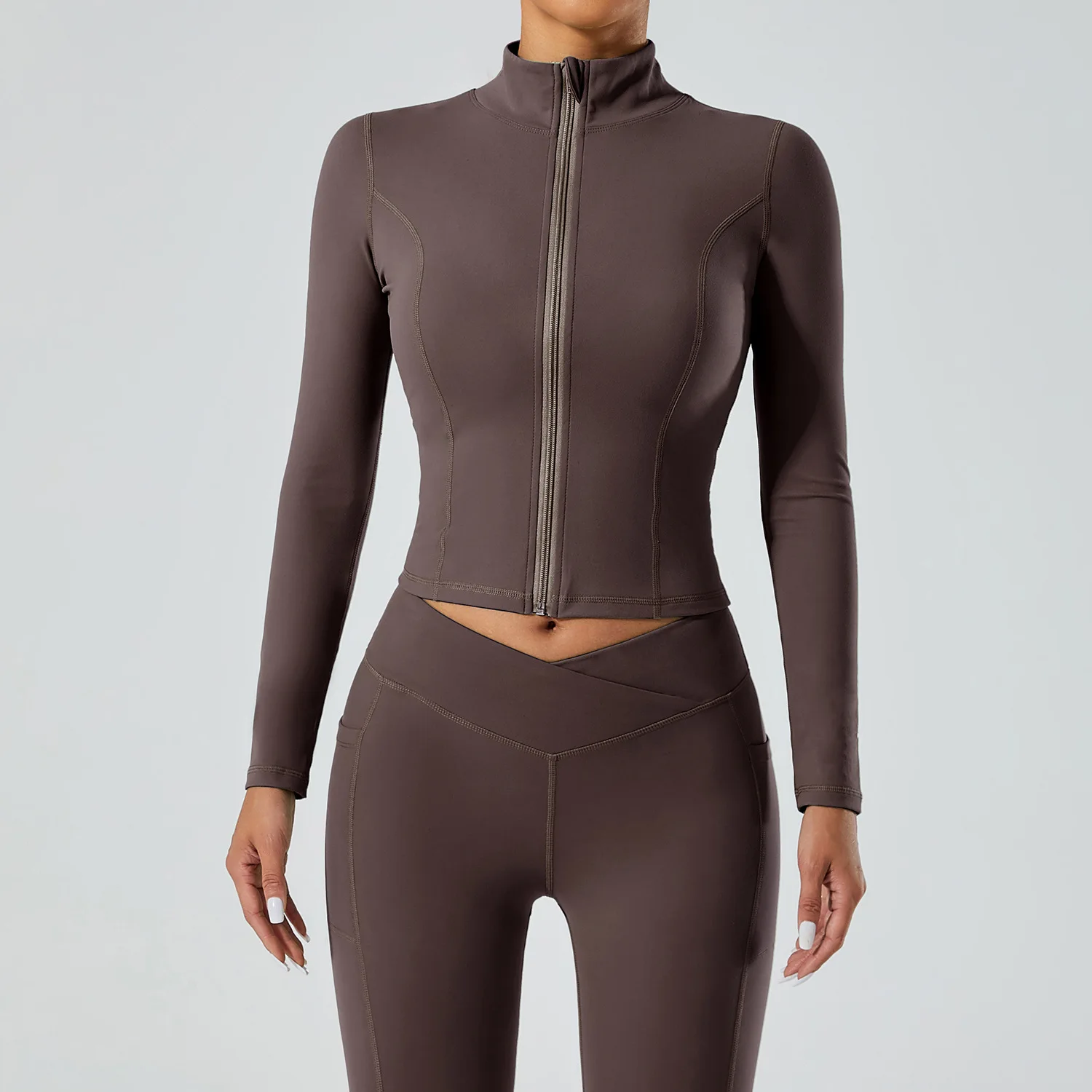 Yoga Clothing Coat Top Sports Fitness Running Quick-drying Breathable for Stand Collar Z preview