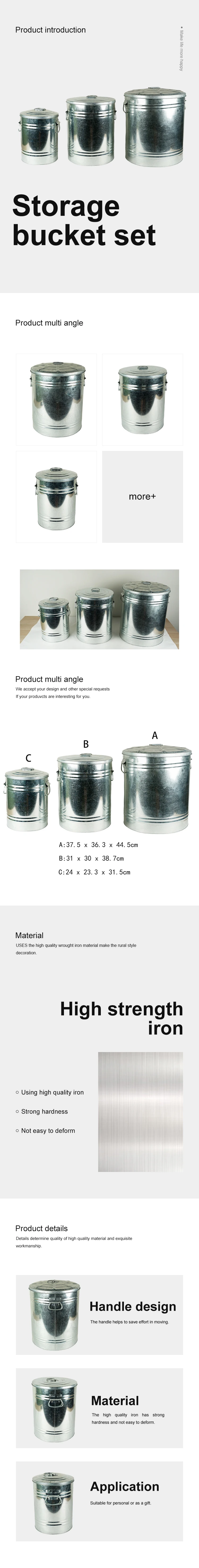 Metal Trash Can set with Lid Recycling Canister Storage Organization 3 pcs one set Decorative Garbage Can Waste Bin