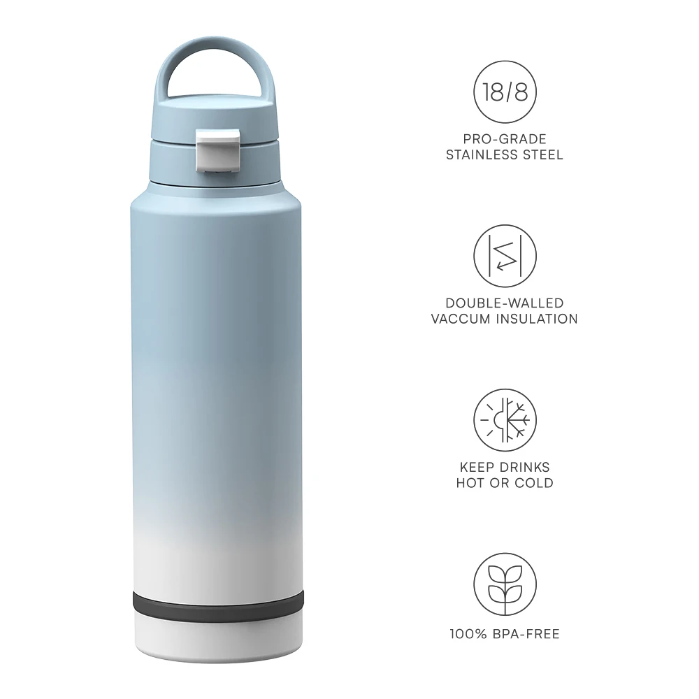 Custom Logo LeakProof 2 in 1 Thermal Flask Stainless Steel Insulated Sports Water Bottles 32oz with Storage Compartment