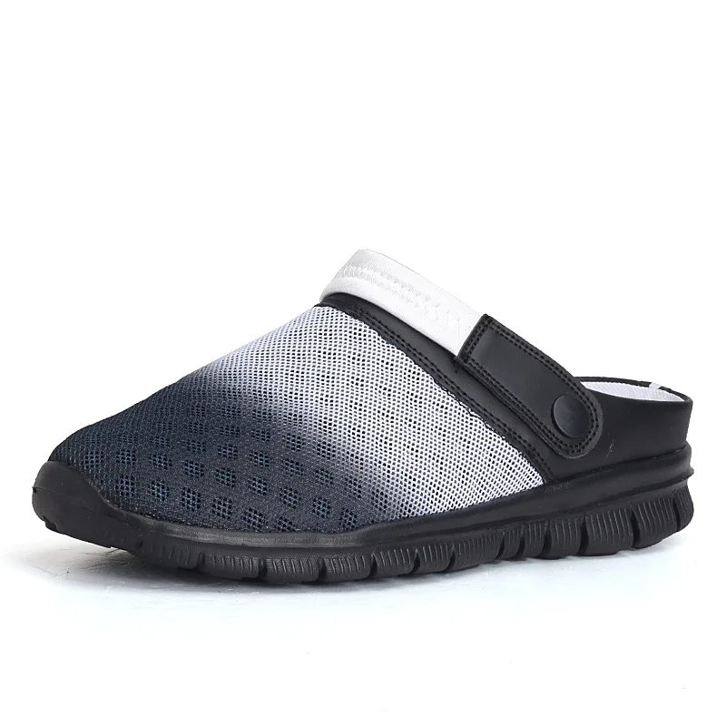 Мужские летние сетчатые шлепанцы, сандалии с дырками, пляжная обувь, ленивые полуботинки, большие размеры