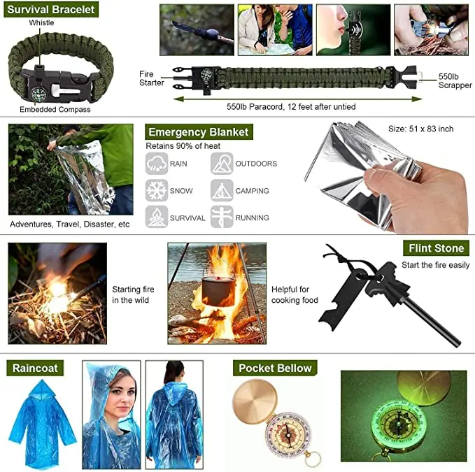 Gifts Ideas 32 in 1 Camping Professional Emergency Survival Gear Tool Earthquake Survival Kit for Dad Men Husband factory