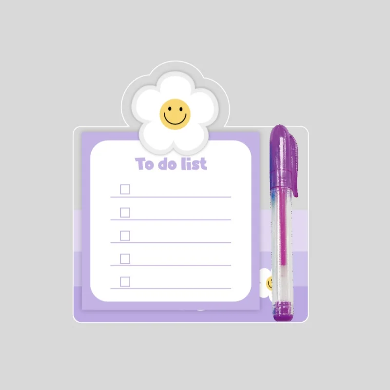 Portable Durable Mini Acrylic Clipboard With Cute Animal Design To-Do List Pad and Colorful Gel Pen for Kids Home School Use