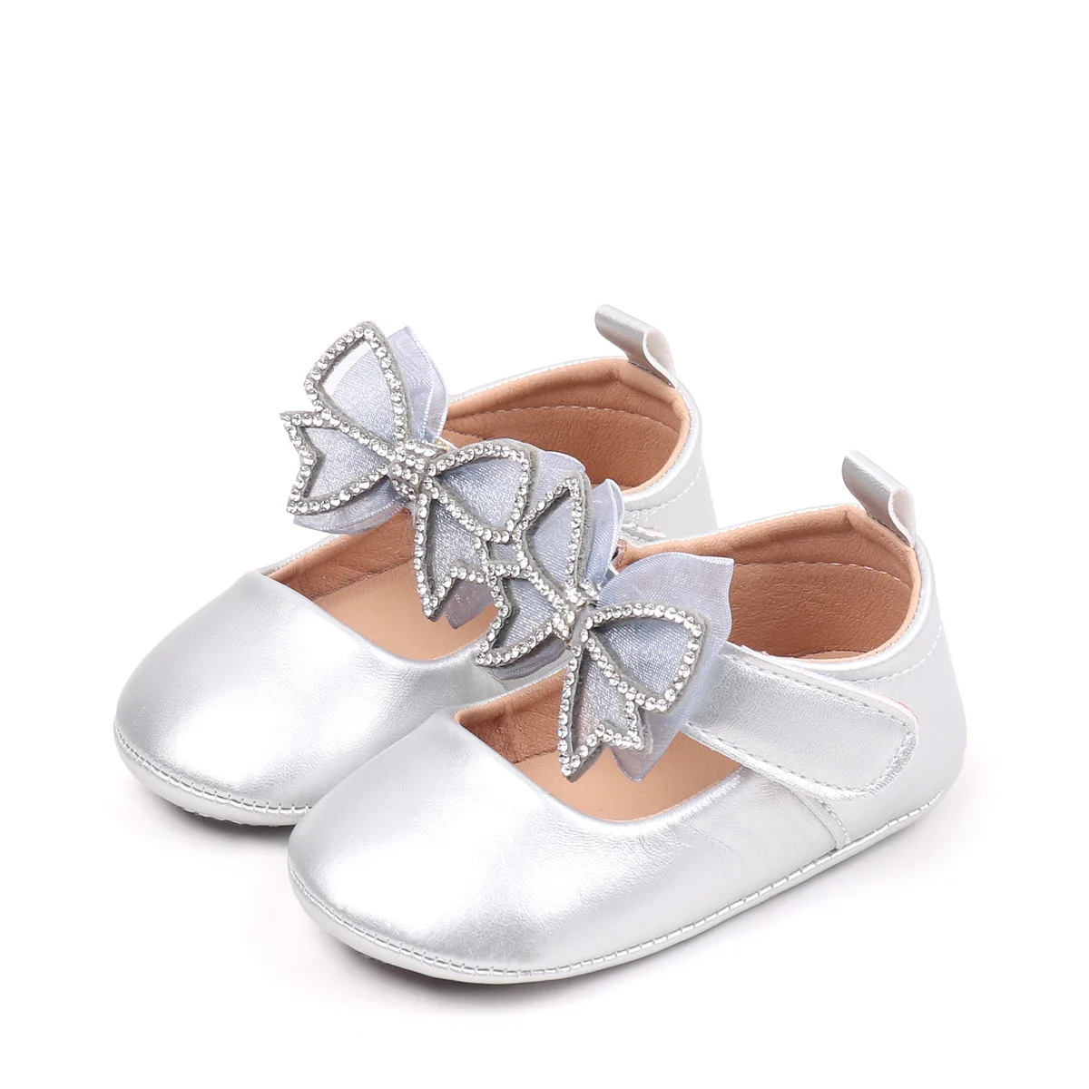 2025 Spring Autumn Summer Silver Princess Baby Infant Toddler Newborn Girl Shoes Party Evening Girl Pu Leather Shoes factory