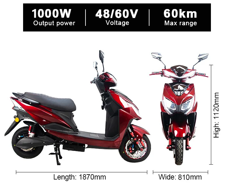 1000w1500w Automatic Scooter Motorcycle 55km/h Electric Motorcycle