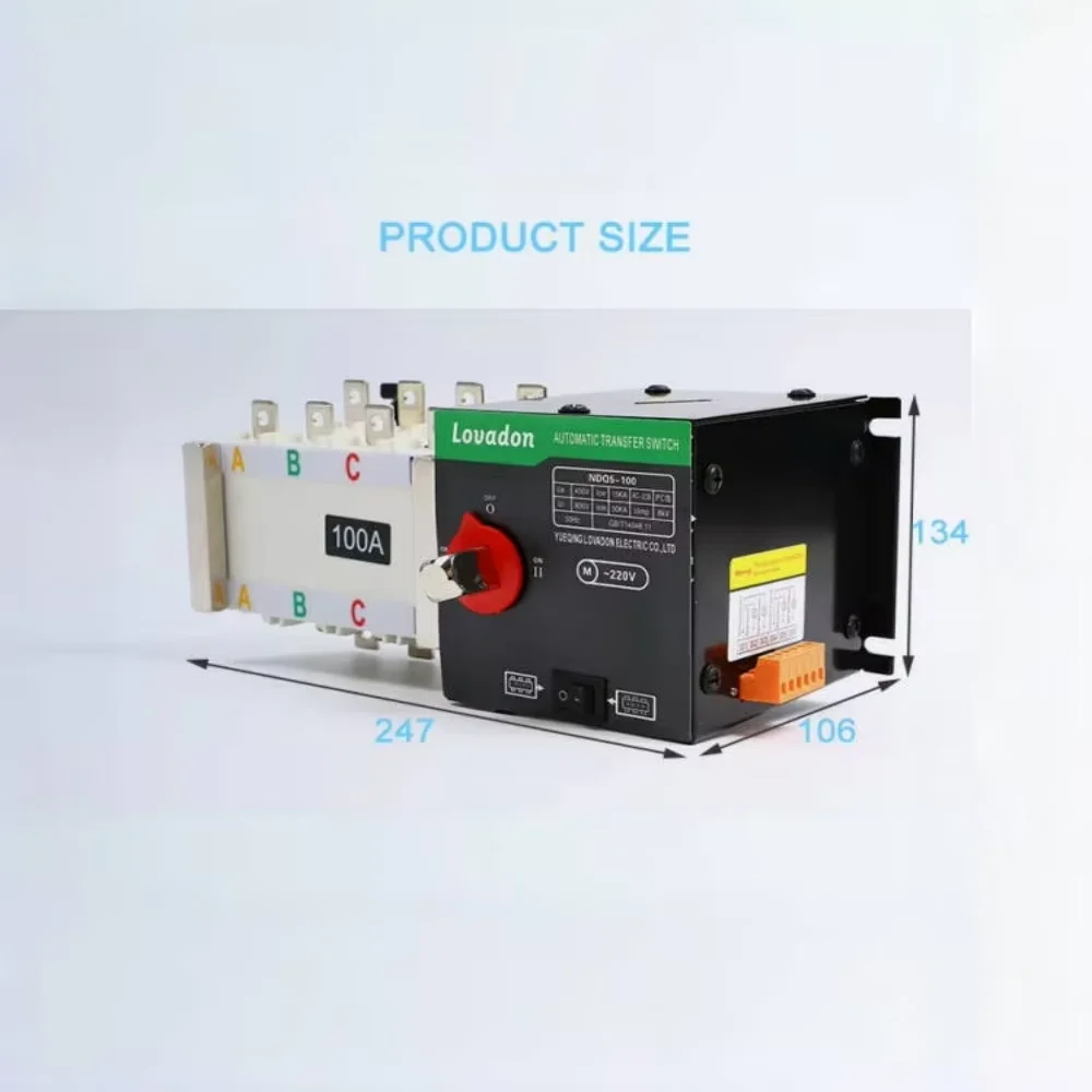 Automatic ChangeOver Manual Switch Ats Three Phase Motor Type  Automatic Transfer Switch 4 Pole 100 Amps Industrial  220v