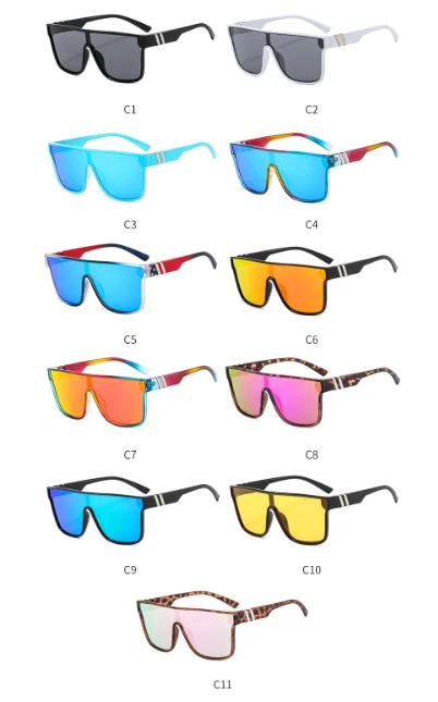 Gafas de sol originales para hombre y mujer con montura cuadrada y lentes de espejo, color rosa y azul, entrega rápida de fábrica