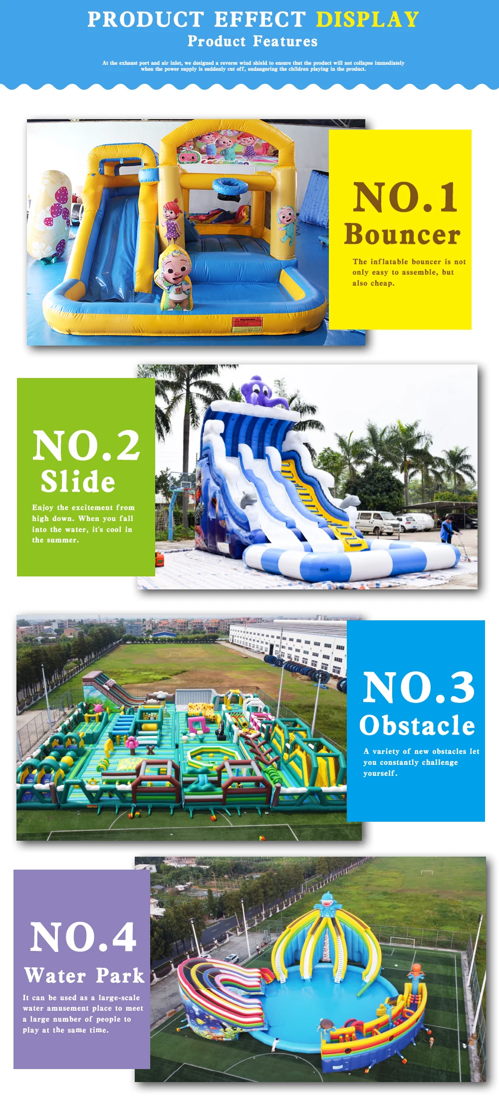 CH Custom Outdoor Bouncy Inflatable combo water Slides Bounce Car Playground Big Commercial Kids games Inflatable Slides details