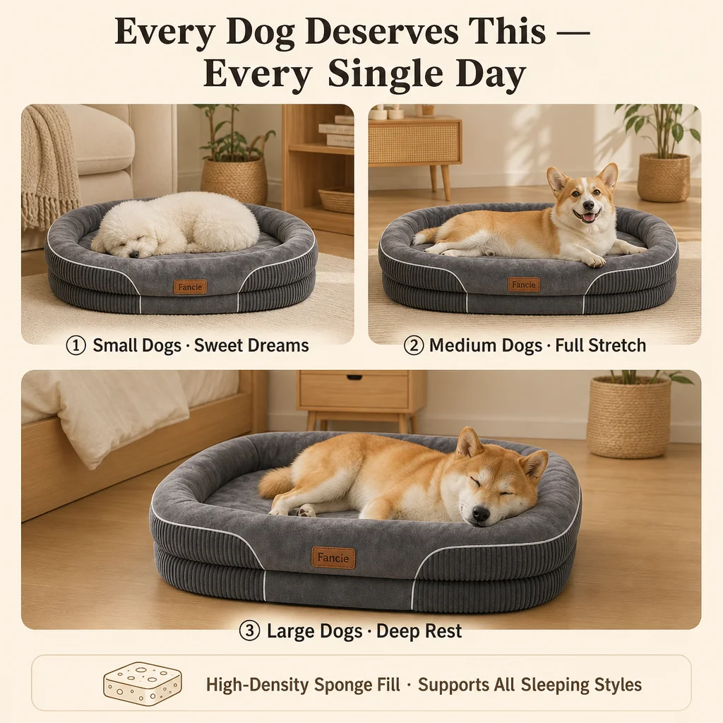 Oval Bolster Dog Bed Corduroy Outer — Product details 7