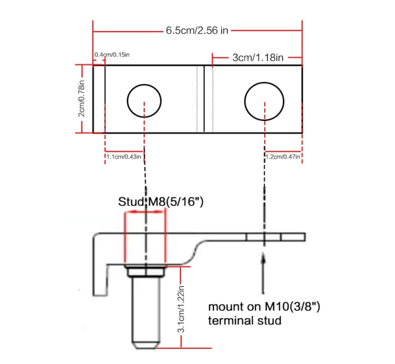 Single Stud M8 (5/16") MRBF Battery Fuse Holder Terminal Fuse Block Kit For Boat Truck RV