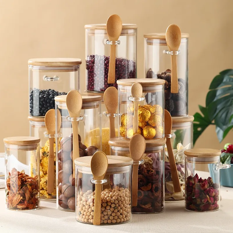 Hot Sell Borosilicate Kitchen Storage Glass Jar Set Spice