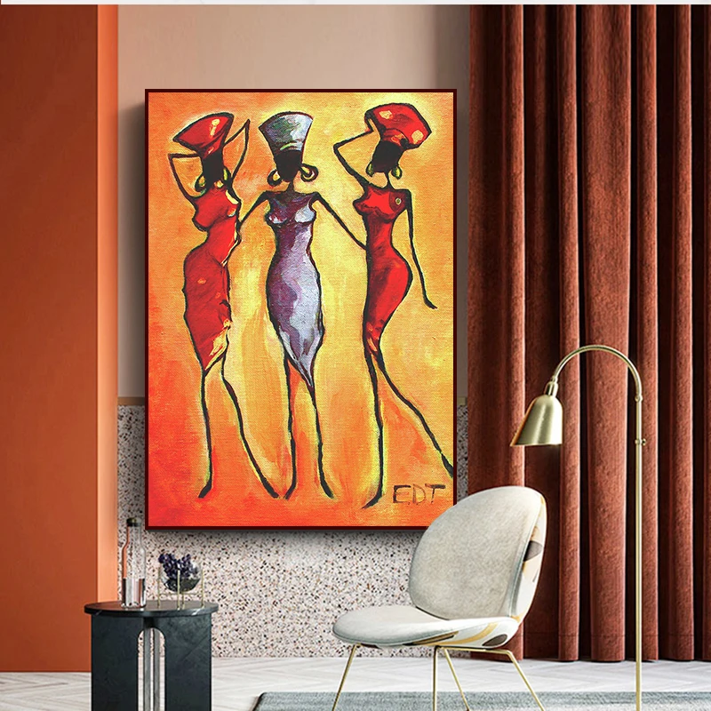 Custom Design Three African Women Classic Vintage Wall Art