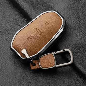 Key Accessories Aluminum Alloy Goatskin 3 Buttons Car Key Case For Citroen C5 Aircross