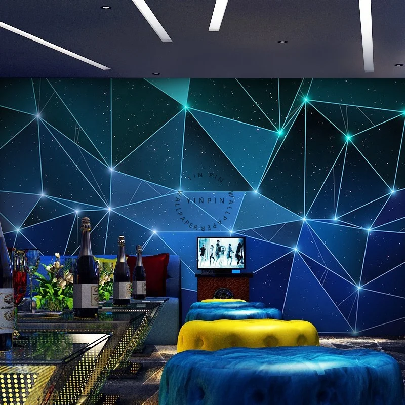 Visual Space Extension Luminous Wall Paper 3d bar Decoration Mural Wallpaper