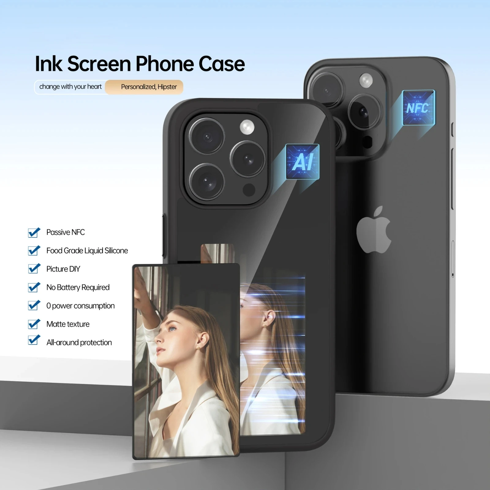 NFC機能電話ケースiPhone15promax用インクスクリーン電話ケース