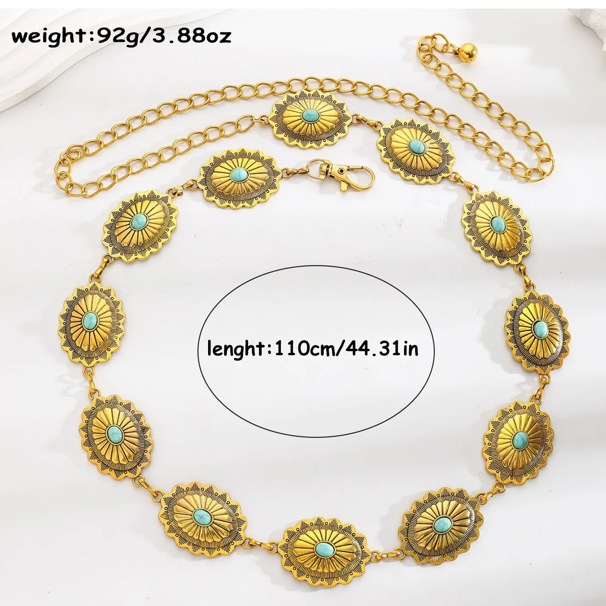Adjustable Concho Belts for Women, Silver Chain Belts for 