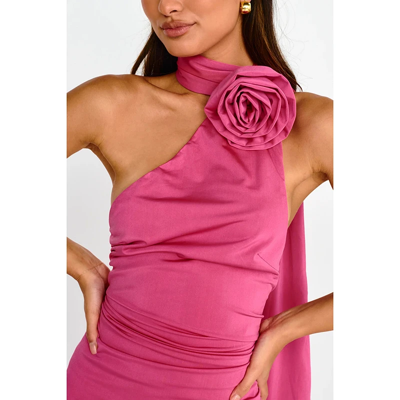 Summer Wholesale Green Beaded Strappy Knit Midi Dress Sleeveless Elegant  Sexy Casual Dress