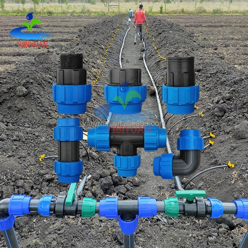 Brass 90 Degree Elbow Coupling HDPE Plastic Reducing Compression Pipe Fitting for 1 Hectare Garden Irrigation Drip Irrigation