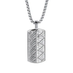 Tizti Sandblasted Dogtag Mens Custom Pendant Jewelry Necklace Pendant Stainless Steel Men