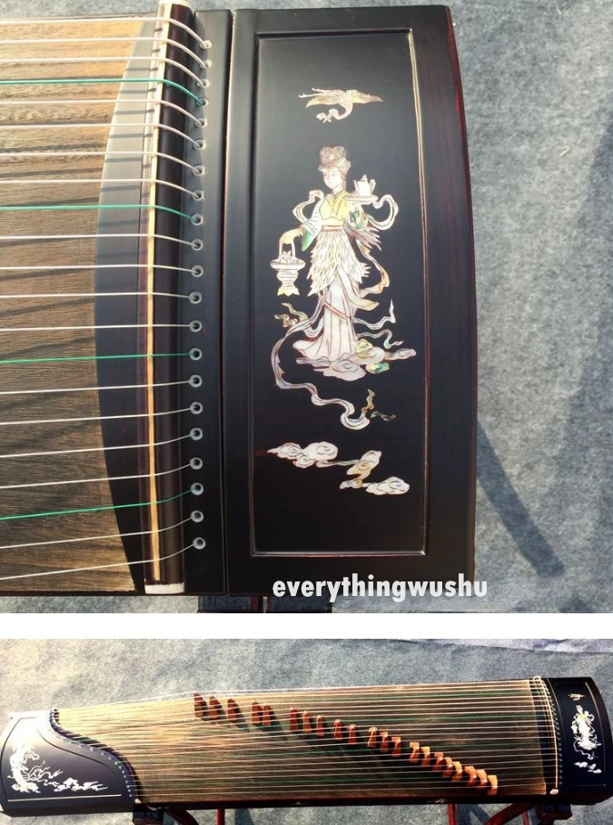 Traditional Shell Engraved Guzheng Chinese Yangzhou Guzheng 21 Strings