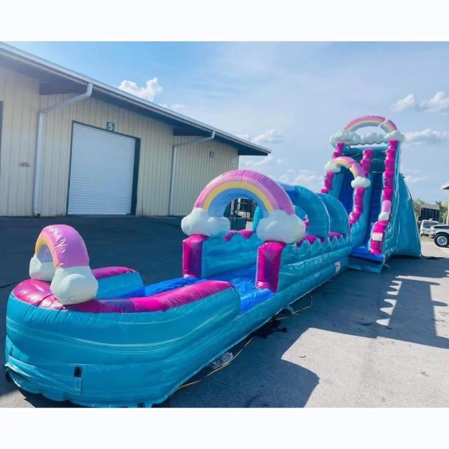 Long Commercial Water Park Adults Huge Inflatable Wet Slide N Slip Water Slides Inflatable