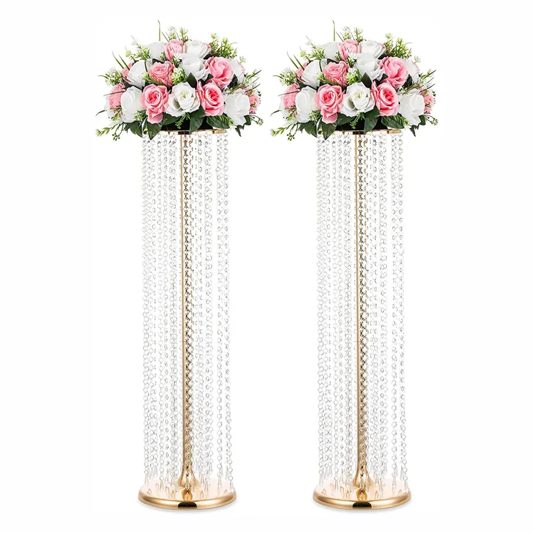 Metal Tall Artificial Flower Stand Wedding Decoration Gold Candelabra