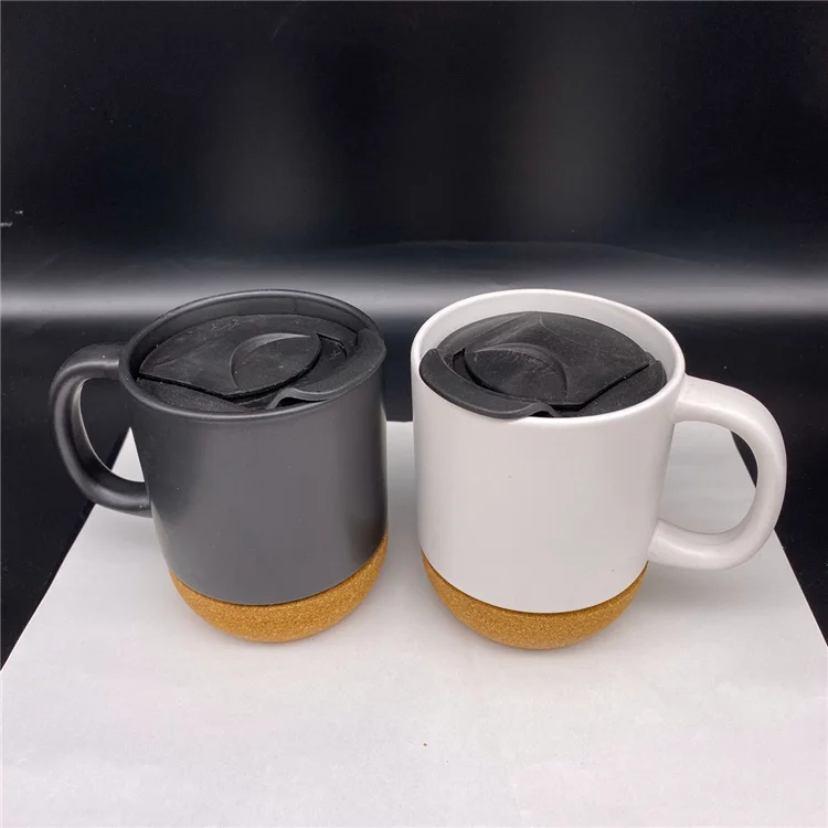 
 Лидер продаж на заказ Amazon, 12 унций, матовая трубка, белые сублимационные кофейные латте чашки, керамическая кружка с пробковым дном и крышкой  