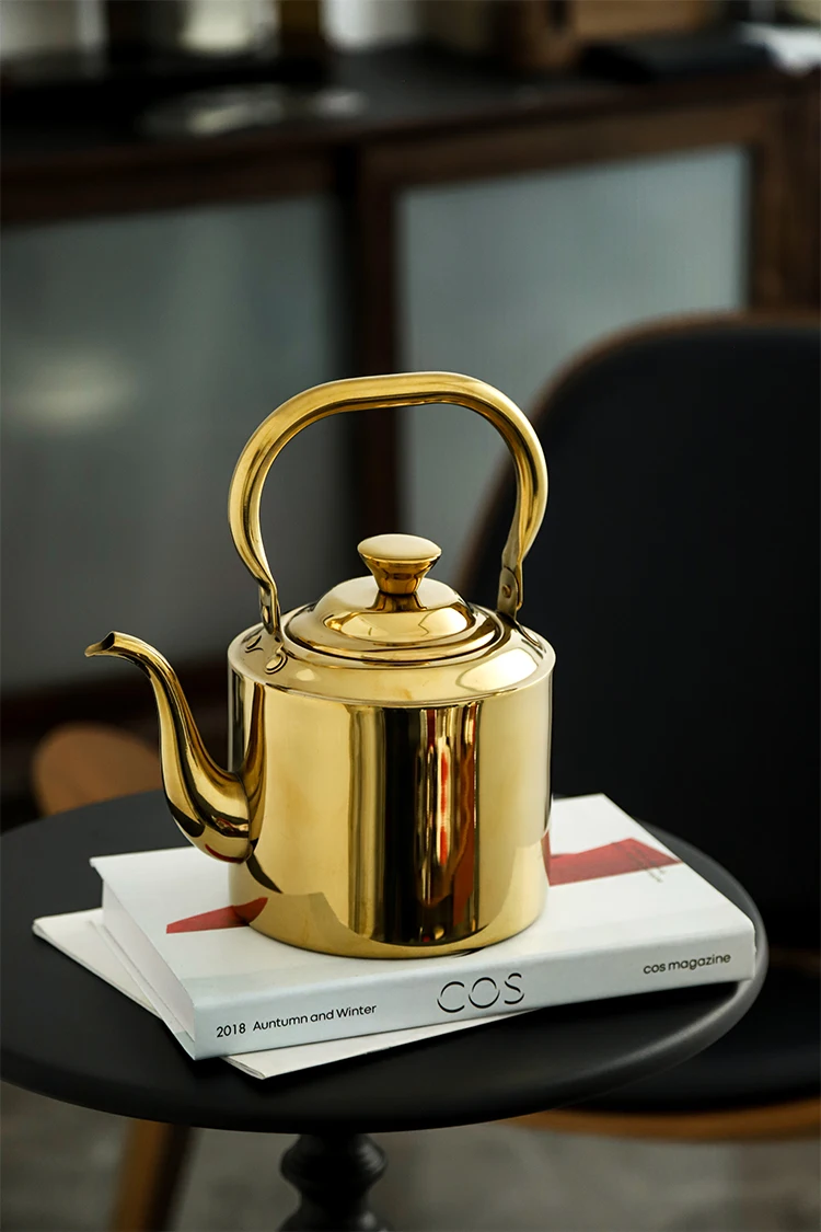 Family 1500 ml 2L Luxury Golden Stainless Steel 201mirror Polished No Leak Safety Coffee Tea Net Filter Boiling Hot Water Kettle