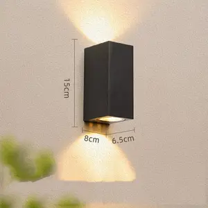 Jadssox Modern 10W 3000K LED Wall Sconce Black Aluminium 1 Pack Waterproof Square Light for Garden Corridor Outdoor Indoor Use
