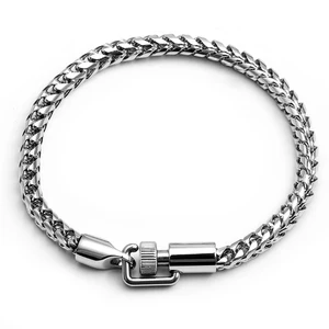 5x5mm Width 8.5 Inch Length with Secure Hook Closure High Polished Men's Stainless Steel FoxTail Bracelet