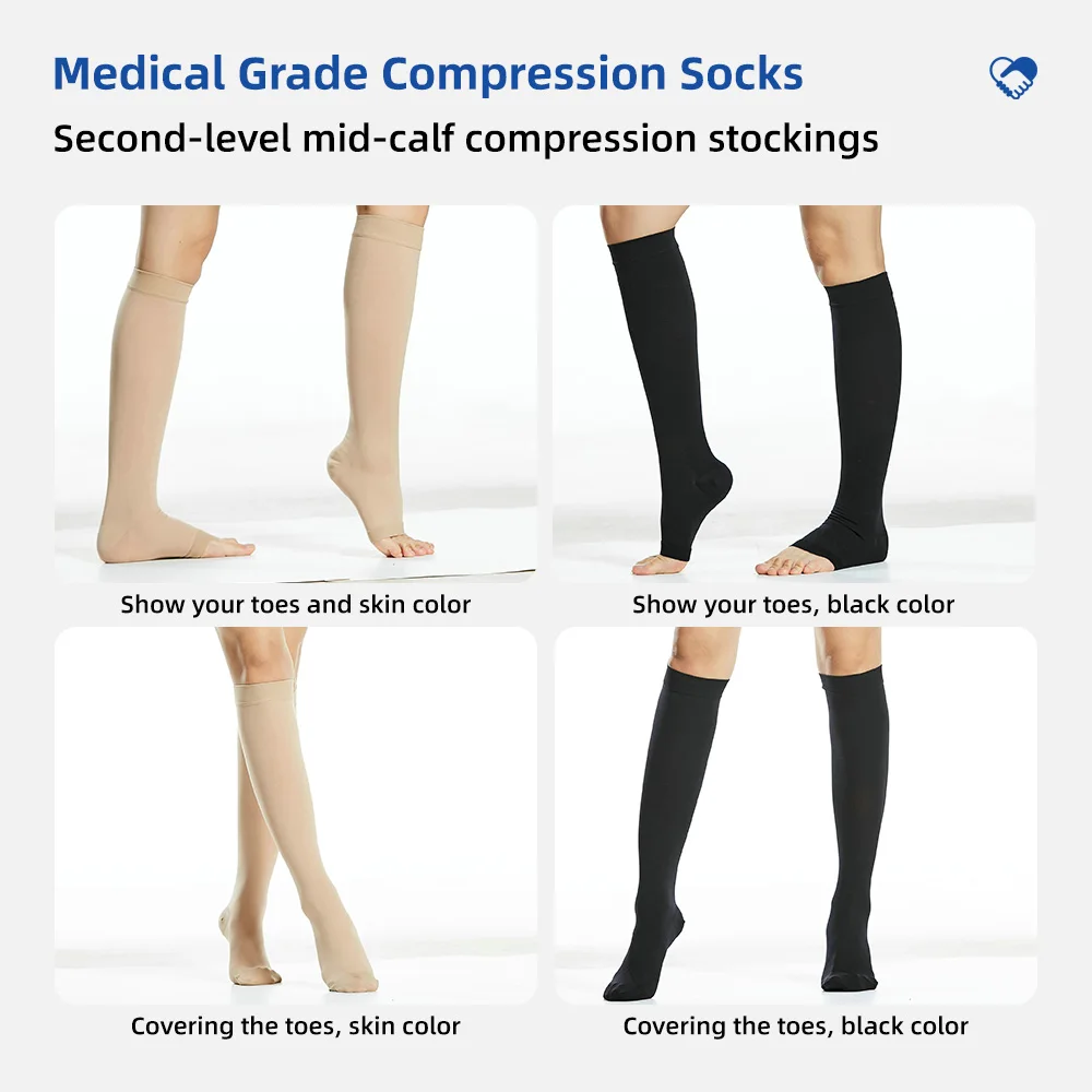 Open Toe Compression Stockings Medical Grade Support - product detail 2