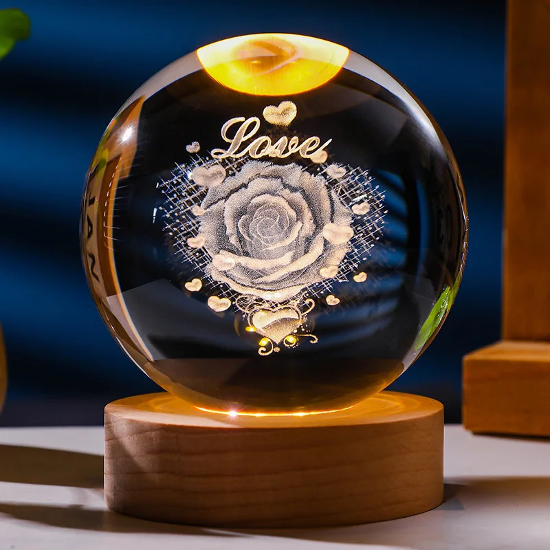 For Astronaut LED Solar Fairy Night Lights 3D Art Luminous Crystal Ball Lamp for Bedroom Decoration