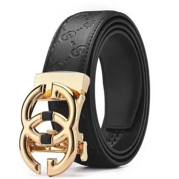 Men's hot saling classic letter buckle leather belt automatic buckle cowhide belt fashion trend brand designer business belt