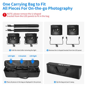 Neewer 2-Pack Advanced 660 LED Panel Video Light  Kit Photography Dimmable With 2.4G Wireless Remote for Studio Shooting detail image