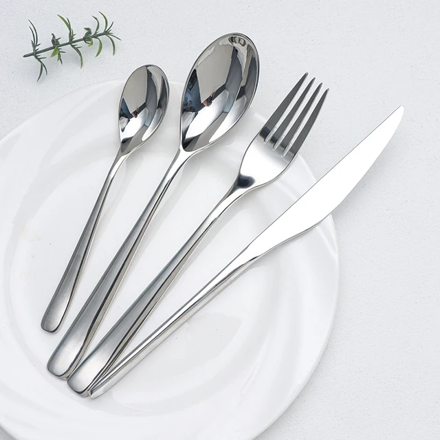 High Quality Hotel Use Simplicity Stainless Steel 18/10 Cutlery Set Luxury Mirror Polish SUS304 Silverware Flatware for Family